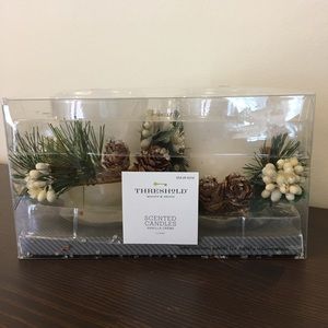 NWT Threshold Vanilla Creme Candles Winter Decor